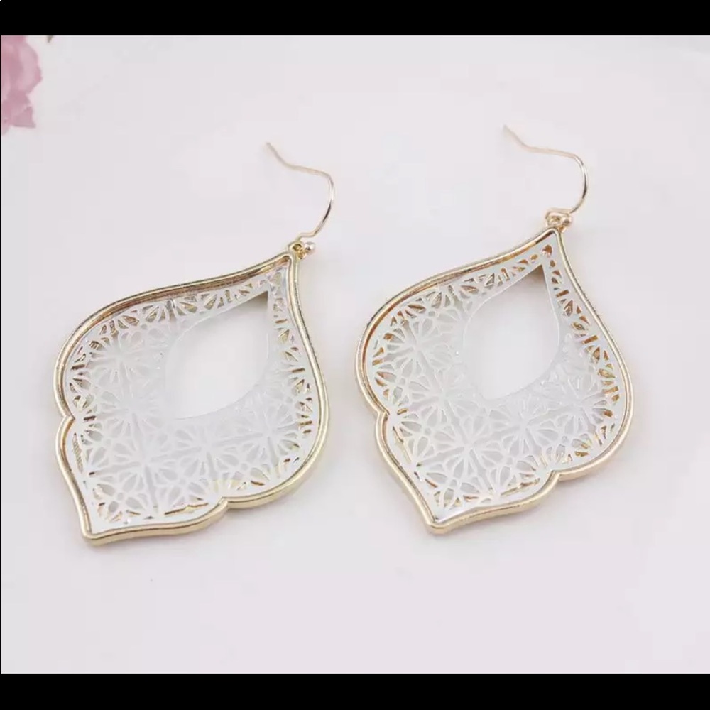 Gold And Silver Hoop Teardrop Dangle Earrings - Picture 8 of 8